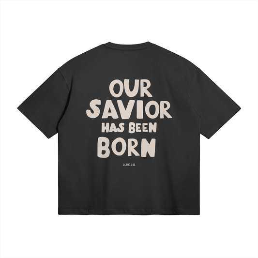 "OUR SAVIOR" UNISEX BOXY TSHIRT (BLACK)