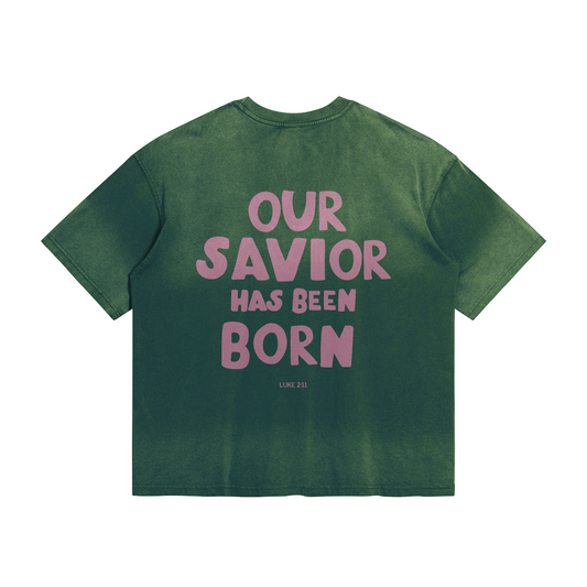 "OUR SAVIOR" UNISEX BOXY TSHIRT (FOREST)