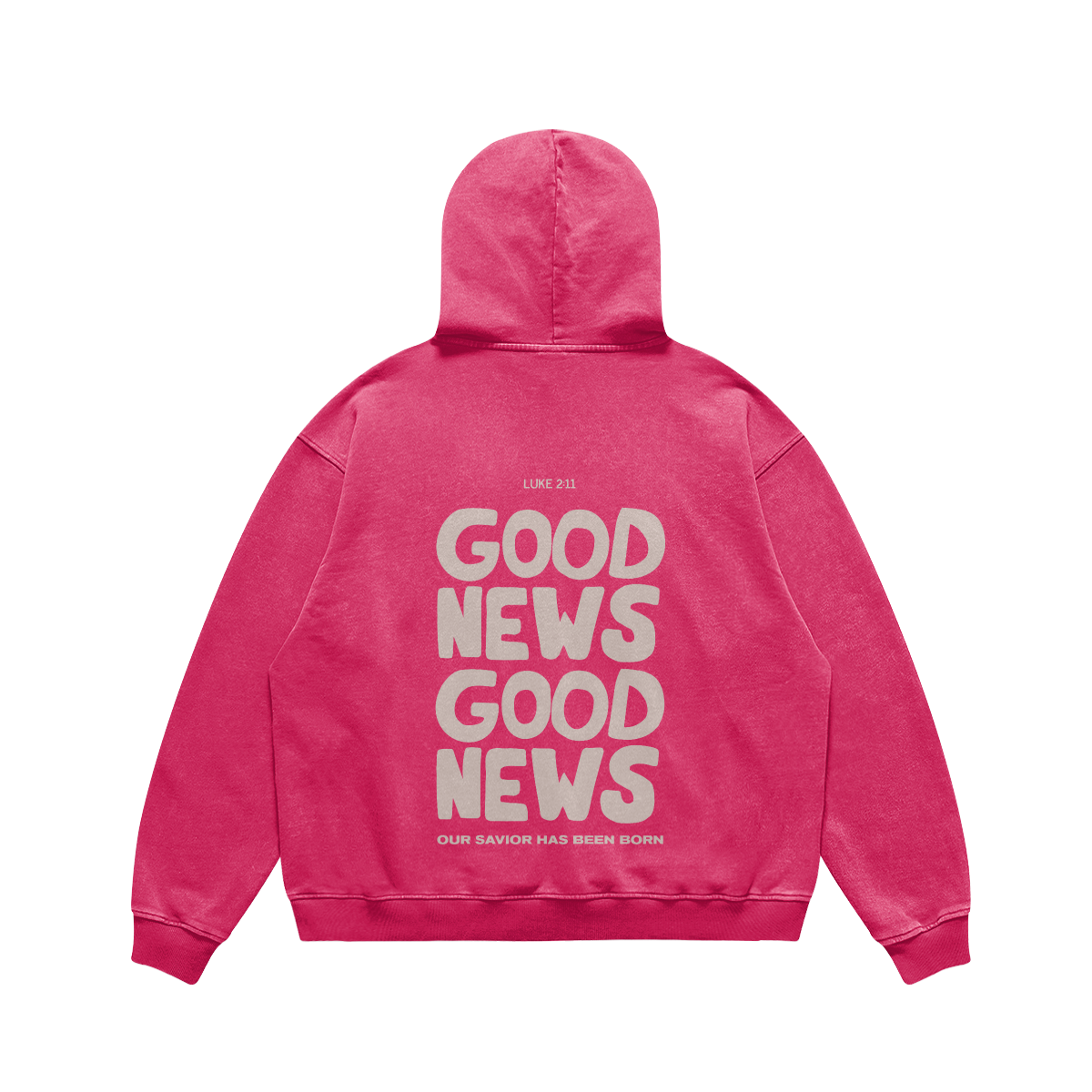 "GOOD NEWS" UNISEX HOODIE (DARK PINK)